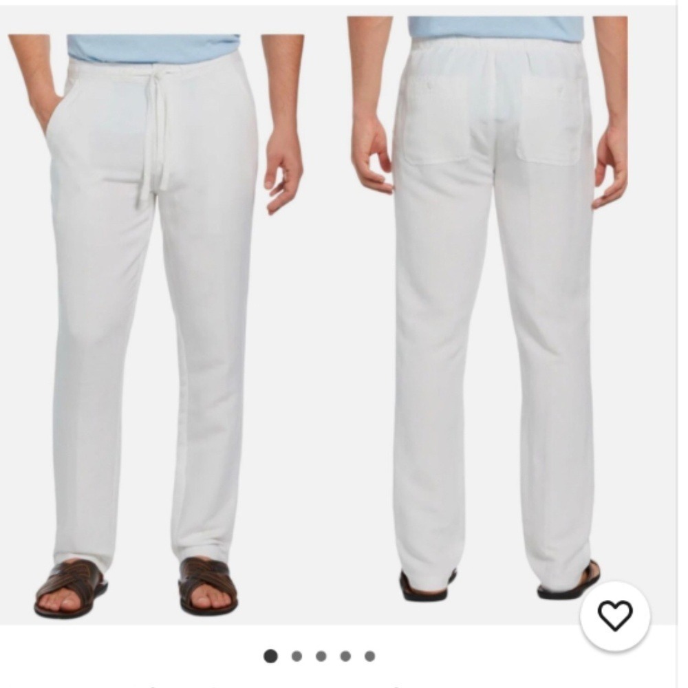 Cubavera‎ Linen Blend Pants Men M White Drawstring Relaxed Beach Trousers